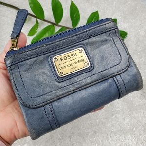 Fossil Long Live Vintage Blue Leather Wallet